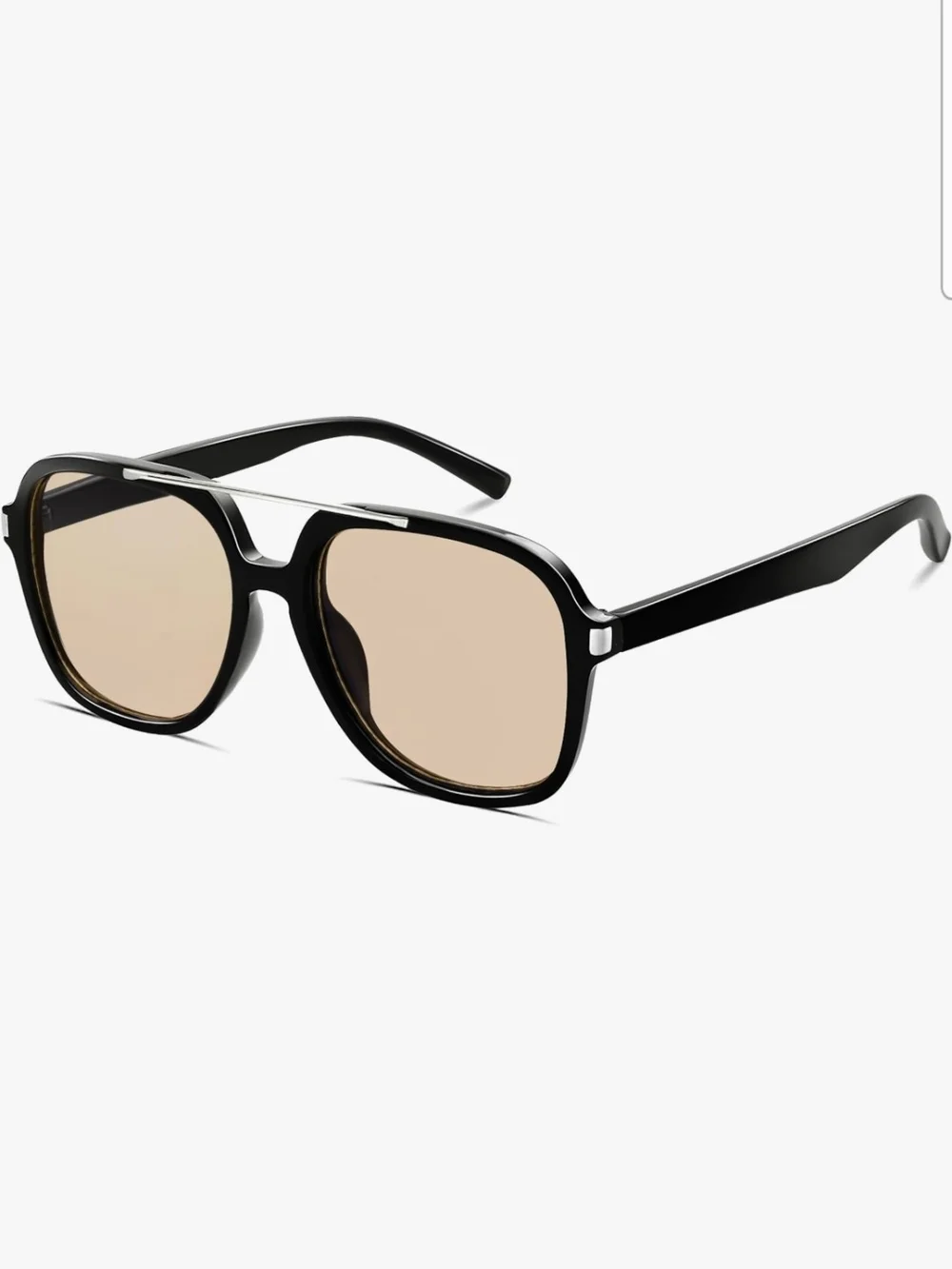 Black Square Aviator Sunglasses with Brown Lenses